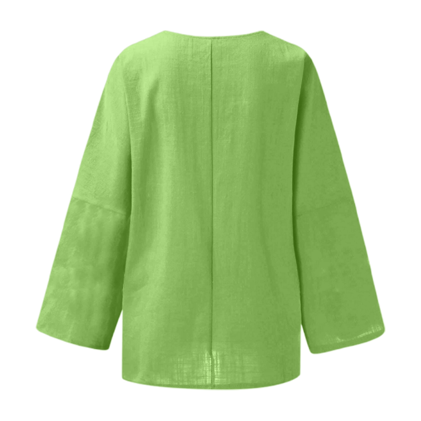 thumbnail image 4 of Camiseta de manga larga y cuello redondo de color liso para mujer: estilo informal y holgado, tejido de poliéster para los días más frescos., 4 of 5